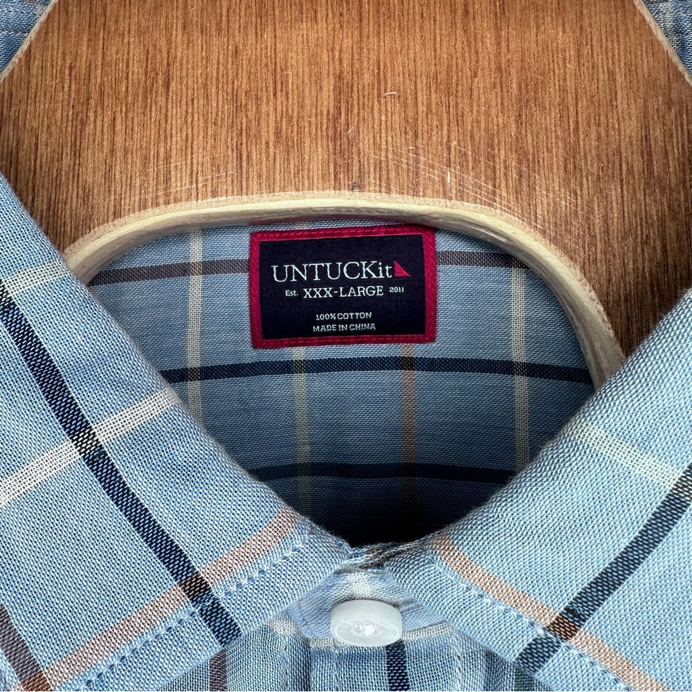 UNTUCKit Hartley Blue Plaid Long Sleeve Button Up Shirt XXXL - Picture 4 of 6